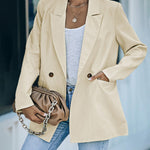 Nadorine Double Breasted Button Down Office Work Wear Solid Blazer Jacket