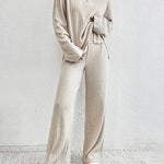 Loungewear Sets Casual Comfort Soft Split Hem Sweater & Wide Leg Pants