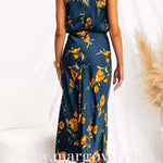 Mockneck Sleeveless Waisted Floral Midi Dress