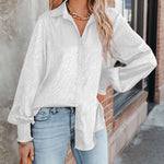 Nadorine Satin Button Down Blouse Zebra Print Lantern Casual Long Sleeve Collared Shirts Tops