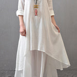 Loose linen dress with long sleeves