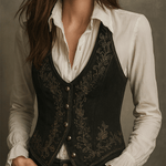 Boho Black Embroidered Velvet Waistcoat