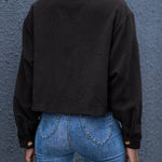 Flap Pockets Turn Down Collar Corduroy Shacket