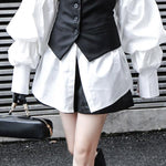 Vintage Layered Puff Sleeve Long Shirt