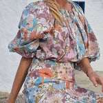 Holiday Floral Print Top & Skirt Two-Piece Set