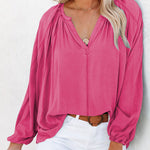 Nadorine Split V Neck Long Sleeve Dolman Blouse for Women Casual Business Work Office 2026 | Under $40