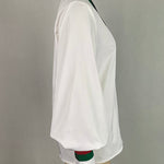 Long Sleeves Loose Contrast Color Pleated V-Neck Blouses&Shirts Tops