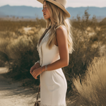Western-style Retro V-neck Zippered Front Fringed Faux Suede Mini Dress