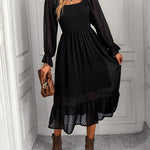Square Neck Elegant Casual Vacation Dress