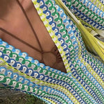 Bondi Beach Knit Colorful Wave Print Long Sleeve Vacation Maxi Dress