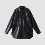 Loose Imitation PU Leather Shirt Jacket