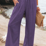 Fresh Air Linen Blend Pocketed Smocked Pants