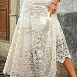 Fashion Hollow Elastic Waist Knitted Beach Maxi Skirt