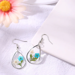 Van Gogh Water color Pressed Flower Tear Drop Earrings