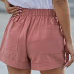 Nadorine Casual Elastic Waist Drawstring Pocketed Loose Shorts Pants