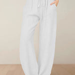 Loose Fit Flared Bottoms Elastic Waist Wide Leg Drawstring Joggers Pants