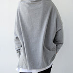 Urban Black&Gray High-Neck Long Sleeve Oversize T-Shirt