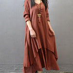 Loose Boho Cotton Maxi Kaftan Dress Layer Casual Long Tunic Dress