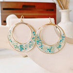 Queen Anne Lace Dried Flowers Large Hoop Earrings