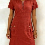 Susan | Cotton Linen Dress with Half-Zip