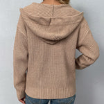 Long Sleeve Zipper Knitted Cardigan Hoodie Casual Short Sweater Outerwear