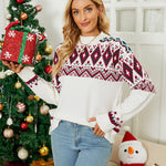 Geometric Crewneck Dropped Shoulder Sweater