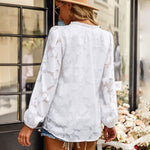 Zeagoo Zeagoo Boho Floral Print V Neck Shirt Long Sleeve Stylish Tops