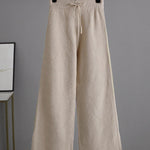 Urban Loose Long Sleeves Solid Color Round-Neck High-Low Sweater Tops & Wide Leg Pants Suits