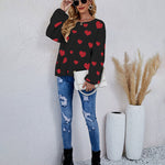 Love Pattern Round Neck Knit Sweater