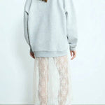 Elegant Casual Feeling Floral Lace Elastic Waist Maxi Skirt