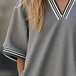 Casual Ultra Loose Light Grey Ruffle Short Sleeve Mini Dress