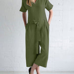 Solid Color Loose Fit Overall Jumpsuit with Pockets