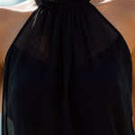 Black Halter Neck Chiffon Sleeveless Top