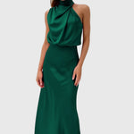 Ava | Glamorous Satin Halter Dress