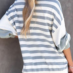 Stripe Drop Shoulder Striped Pullover Sweatshirt