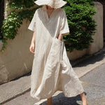 Short Sleeves Long Midi Dress Loose Robes Plus Size Boho Dress
