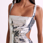 Slim Fit Square Neck Halter Backless Maxi Dress