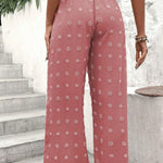 High Waist Jacquard Wide Leg Pants Casual Trousers