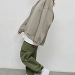 Solid Color Loose Sweatshirt Street Style Oversize Polar Fleece Pullover
