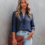 Nadorine Long Sleeve Button Up Shirt Summer Sheer Tulle Top for Women Casual Loose Business Casual 2026 | Under