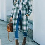 Plaid Flannel Long Shacket Jacket Coat