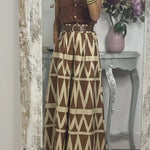 Unique Print Loose Pocket Holiday Maxi Skirt