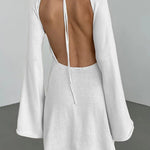 Nadorine Elegant Backless Lace-up Bell Sleeve Mini Dress for Women Casual Going Out Summer 2026