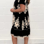 Vintage Print Round Neck Dress
