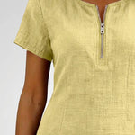 Susan | Cotton Linen Dress with Half-Zip