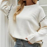 Loose Casual Knitted Patchwork Sweater Top