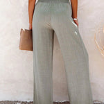Palazzo Pants Smocked High Waist Flowy Summer Wide Leg Pants