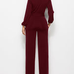 Elegant Long Sleeve Straight Long Pants Jumpsuits Clubwear Rompers with Pockets