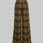 High Waisted Loose Plaid Split-Joint Pants Trousers