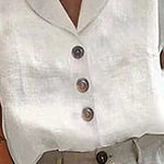 Vintage Cotton Linen Irregular V Neck Top Cotton Linen Shirt